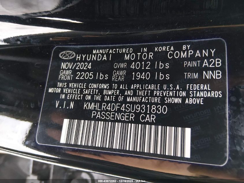 2025 Hyundai Elantra N Line VIN: KMHLR4DF4SU931830 Lot: 43872262