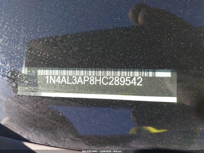 2017 Nissan Altima 2.5 S VIN: 1N4AL3AP8HC289542 Lot: 43872462