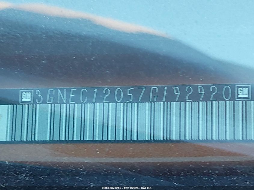 2007 Chevrolet Avalanche 1500 Lt VIN: 3GNEC12057G192920 Lot: 43873215