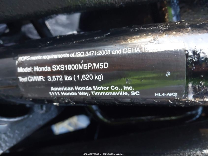 2022 Honda Sxs1000 M5 VIN: 1HFVE0404N4601659 Lot: 43873507