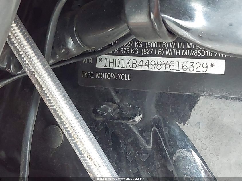 2008 Harley-Davidson Flhx 105Th Anniversary Edition VIN: 1HD1KB4498Y616329 Lot: 43873522