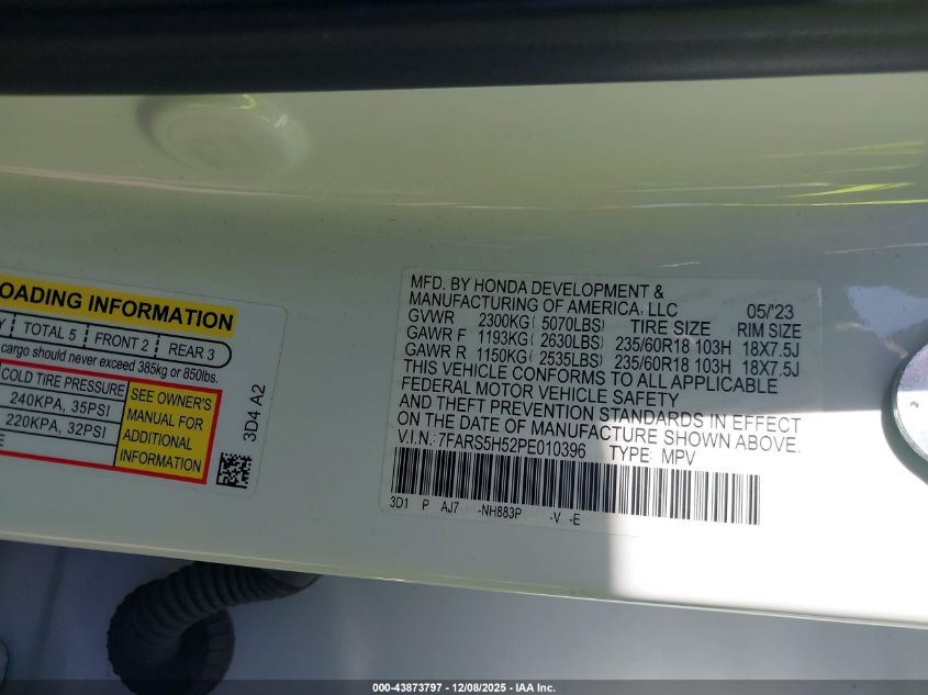 2023 Honda Cr-V Hybrid Sport VIN: 7FARS5H52PE010396 Lot: 43873797