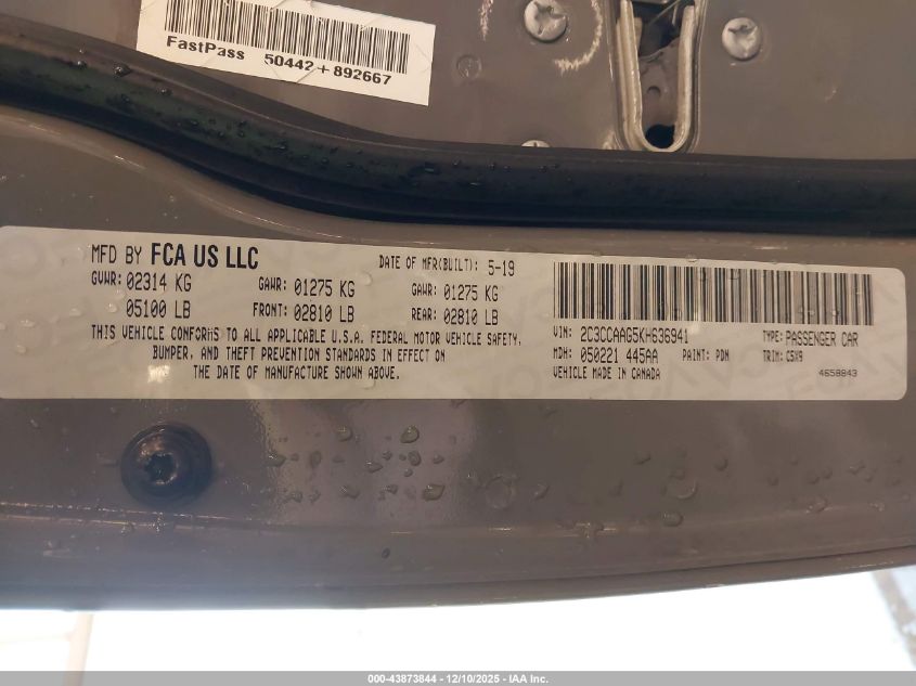 2019 Chrysler 300 Touring VIN: 2C3CCAAG5KH636941 Lot: 43873844