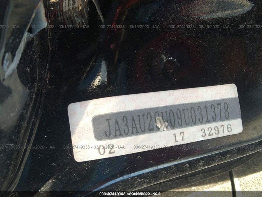2009 Mitsubishi Lancer VIN: JA3AU26U09U031378 Lot: 43874060