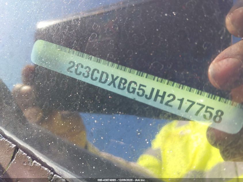 2018 Dodge Charger Sxt Rwd VIN: 2C3CDXBG5JH217758 Lot: 43874069