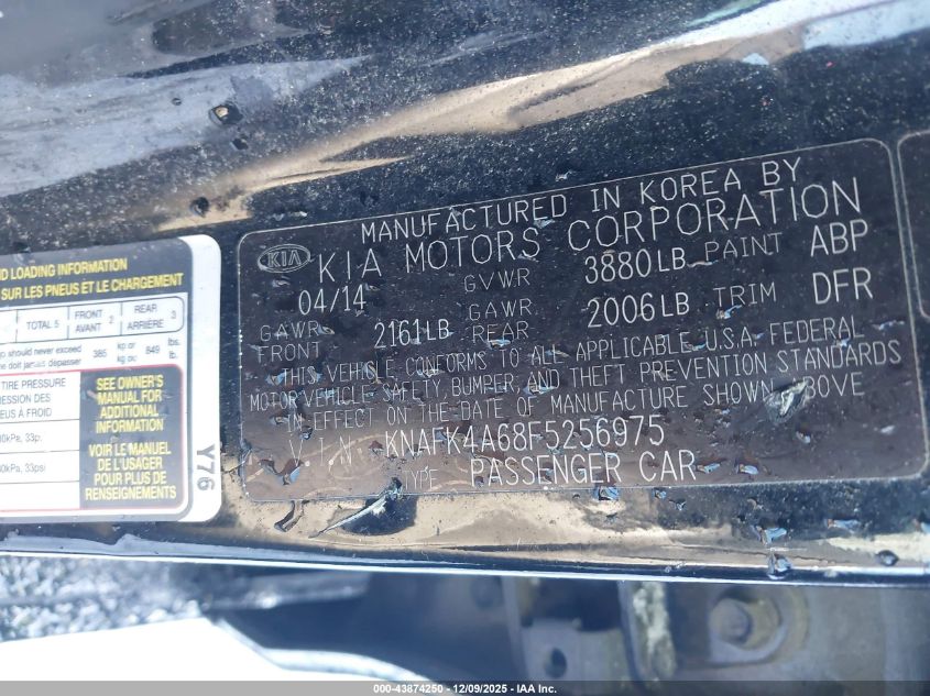 2015 Kia Forte Lx VIN: KNAFK4A68F5256975 Lot: 43874250