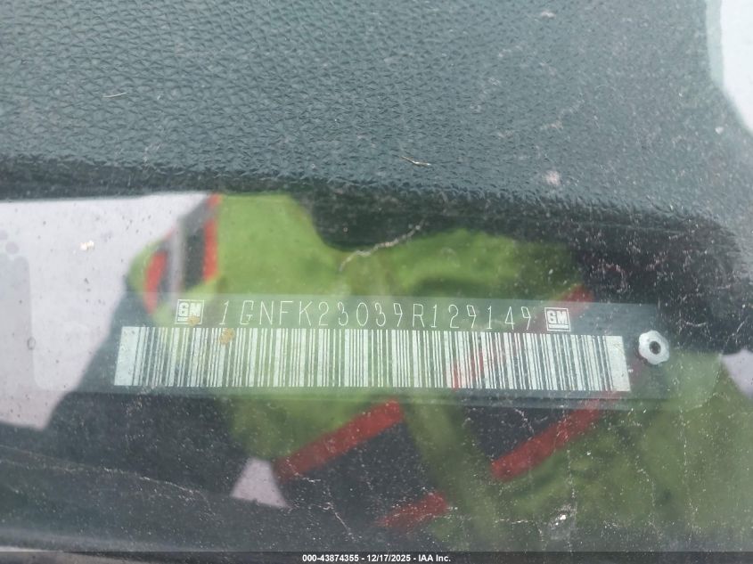 2009 Chevrolet Tahoe Lt1 VIN: 1GNFK23039R129149 Lot: 43874355