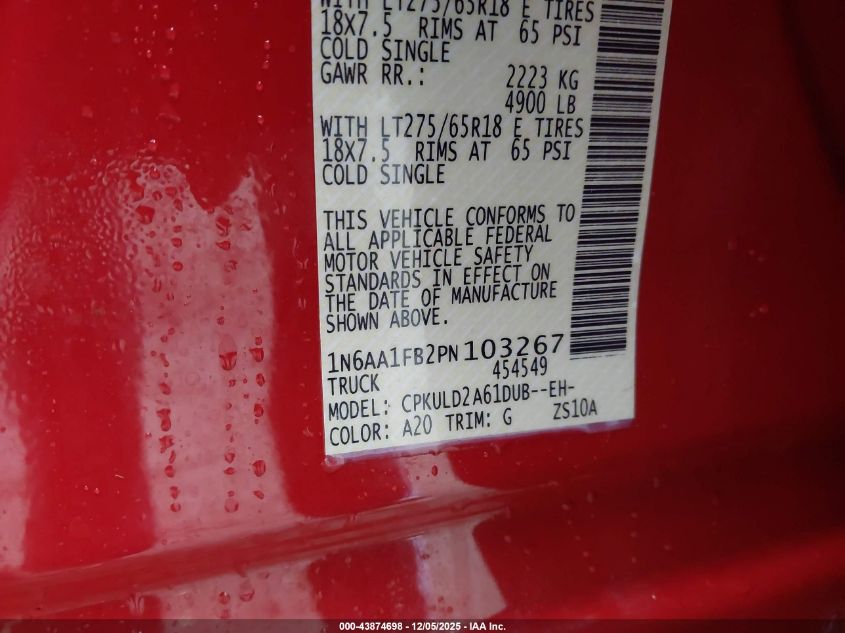 2023 Nissan Titan Xd Pro-4X 4X4 VIN: 1N6AA1FB2PN103267 Lot: 43874698