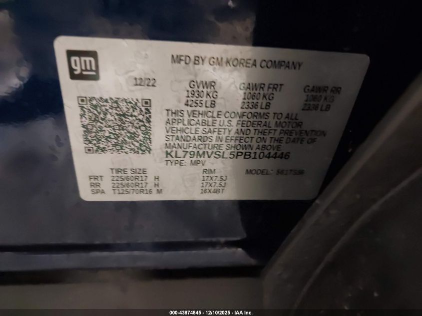 2023 Chevrolet Trailblazer Fwd Activ VIN: KL79MVSL5PB104446 Lot: 43874845