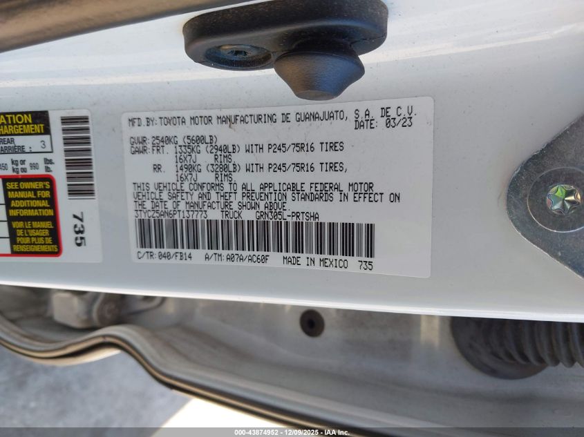 2023 Toyota Tacoma Sr V6 VIN: 3TYCZ5AN6PT137773 Lot: 43874952