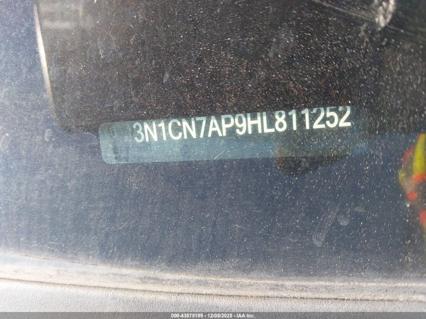 2017 Nissan Versa 1.6 Sv VIN: 3N1CN7AP9HL811252 Lot: 43875199