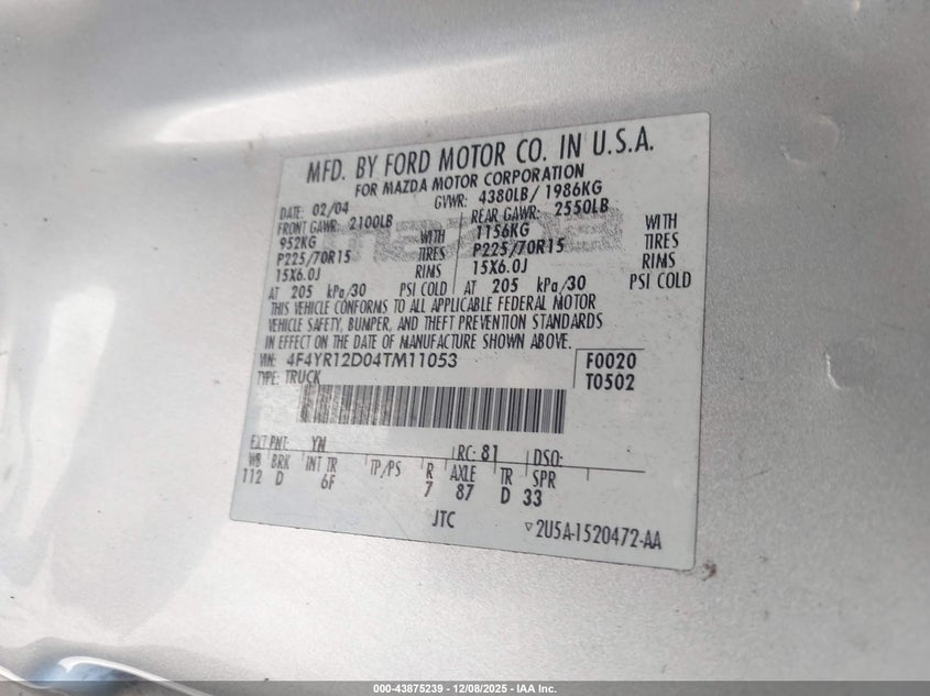 4F4YR12D04TM11053 2004 MAZDA  photo no. 9