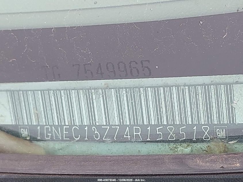 2004 Chevrolet Tahoe Lt VIN: 1GNEC13Z74R158518 Lot: 43875346
