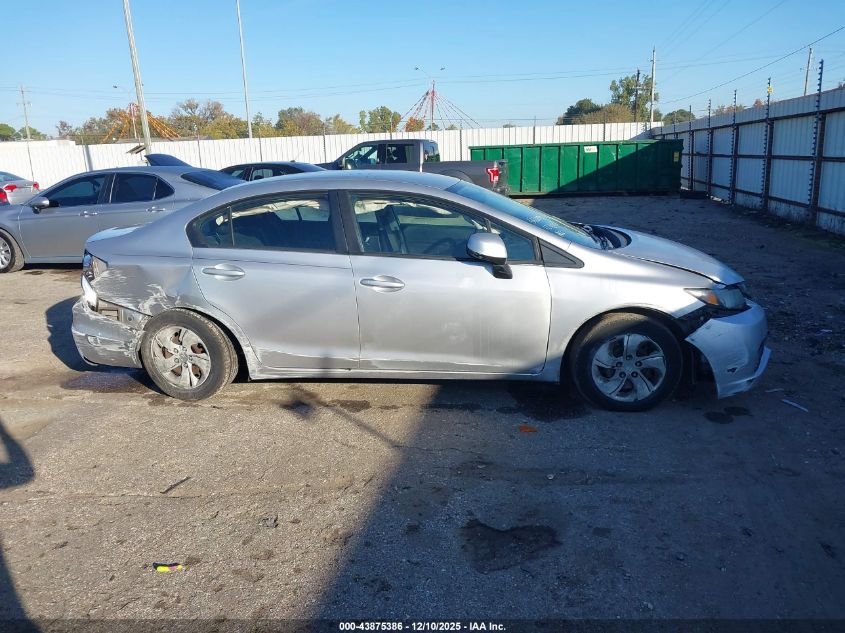 2013 Honda Civic Lx VIN: 19XFB2F54DE051002 Lot: 43875386