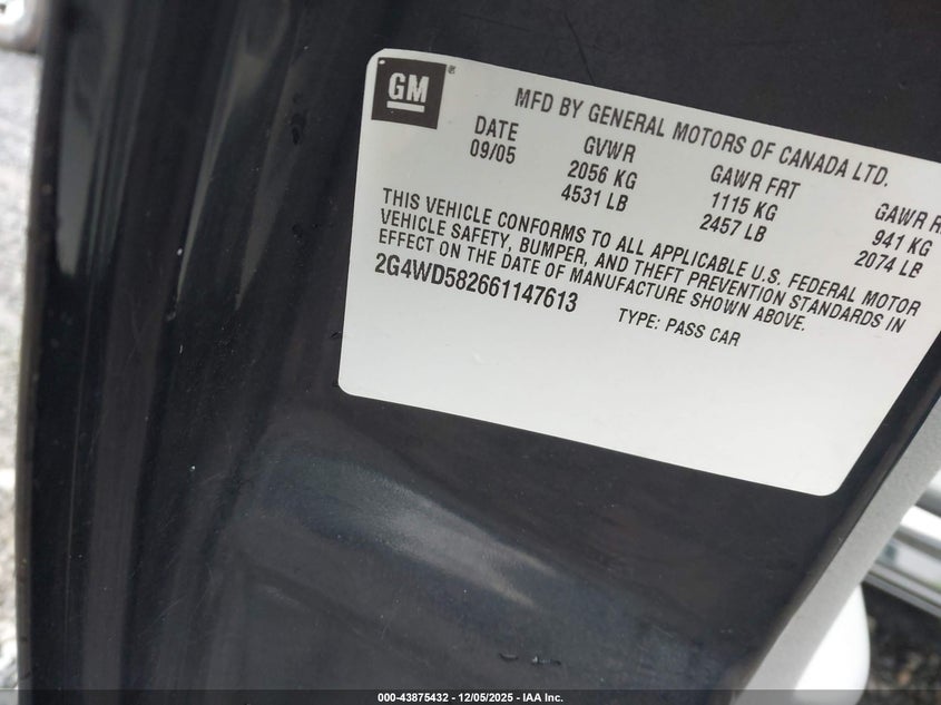 2G4WD582661147613 2006 BUICK LACROSSE photo no. 9