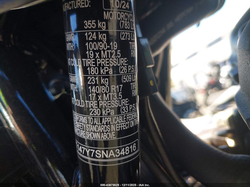 VIN SMTT147Y7SNA34816 2025 TRIUMPH MOTORCYCLE SCRAMBLER 400 X