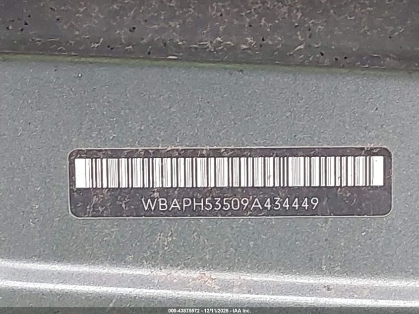 2009 BMW 328I VIN: WBAPH53509A434449 Lot: 43875572