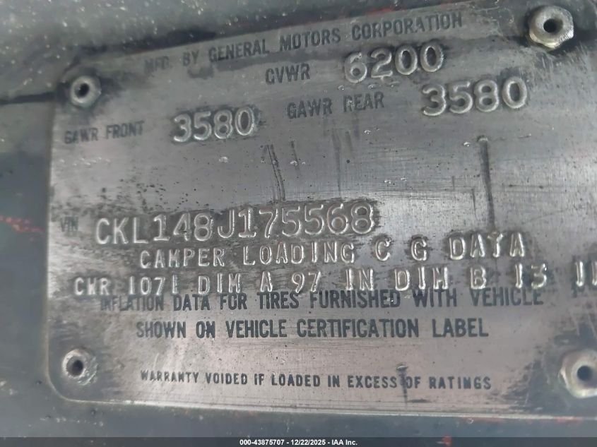 1978 Chevrolet K10 VIN: CKL14HJ175568 Lot: 43875707