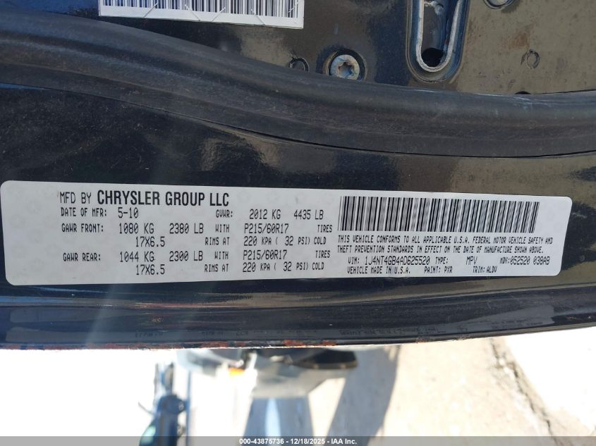 2010 Jeep Patriot Limited VIN: 1J4NT4GB4AD625520 Lot: 43875736