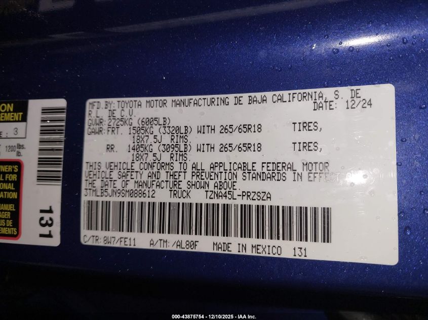 2025 Toyota Tacoma - 3TMLB5JN9SM088612