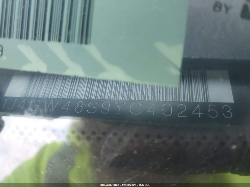 2000 Jeep Grand Cherokee Laredo VIN: 1J4GW48S9YC402453 Lot: 43875843