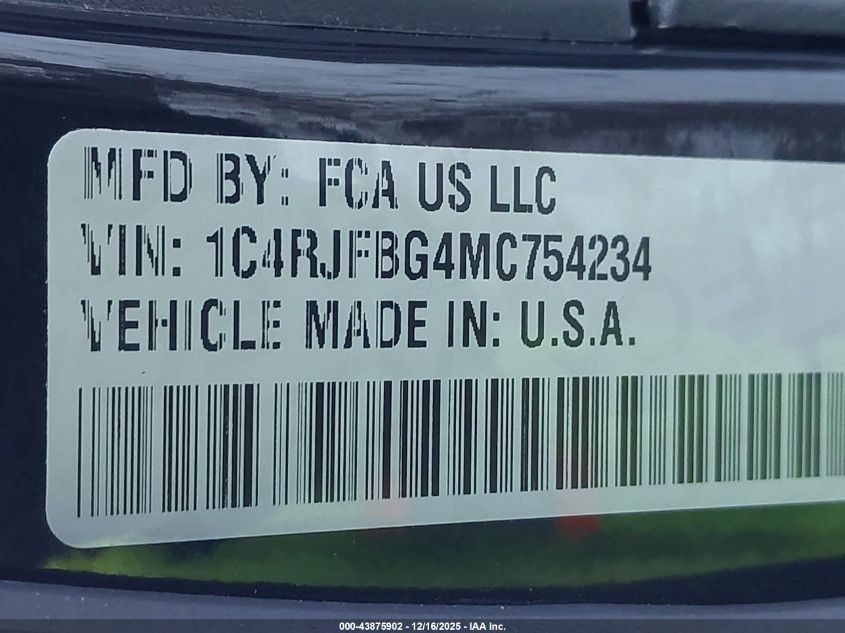 2021 Jeep Grand Cherokee Limited 4X4 VIN: 1C4RJFBG4MC754234 Lot: 43875902