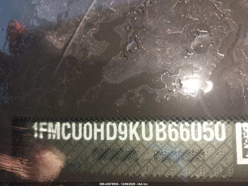 2019 Ford Escape Sel VIN: 1FMCU0HD9KUB66050 Lot: 43875936