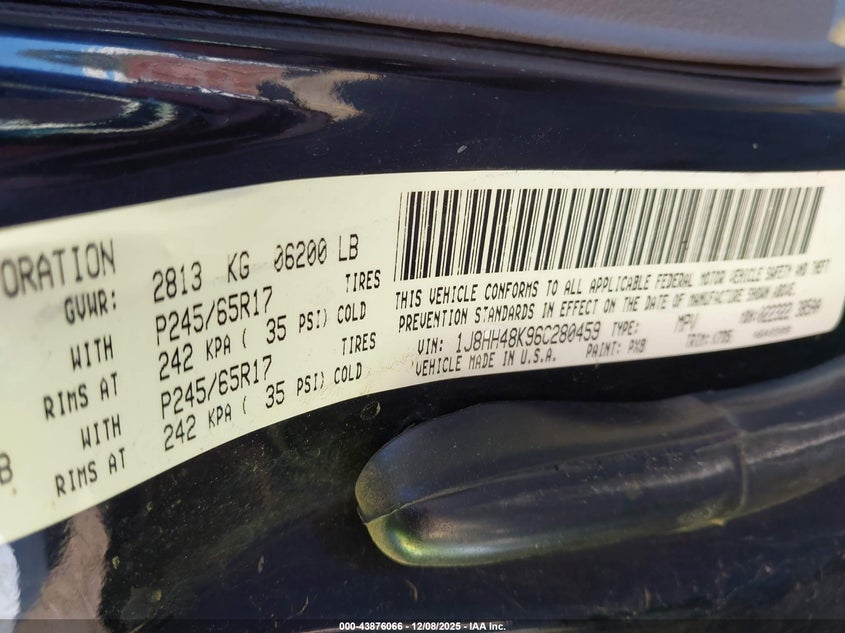 1J8HH48K96C280459 2006 JEEP COMMANDER photo no. 9