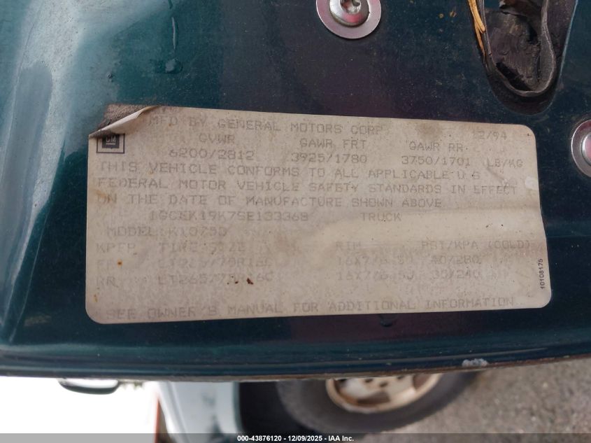 1995 Chevrolet Gmt-400 K1500 VIN: 1GCEK19K7SE133368 Lot: 43876120