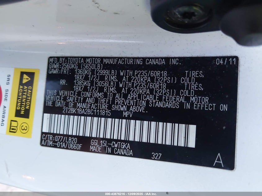 2T2BK1BA2BC111815 2011 LEXUS RX photo no. 9