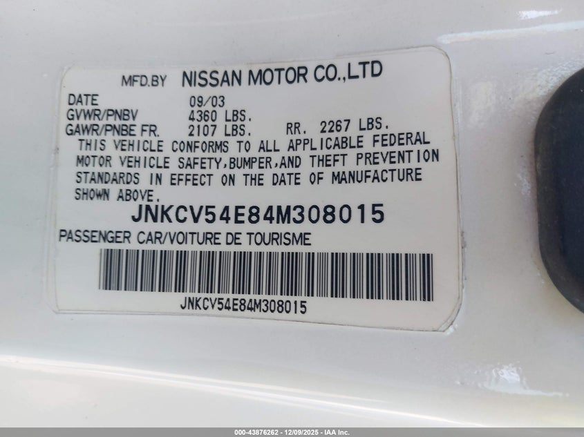 JNKCV54E84M308015 2004 INFINITI G photo no. 9