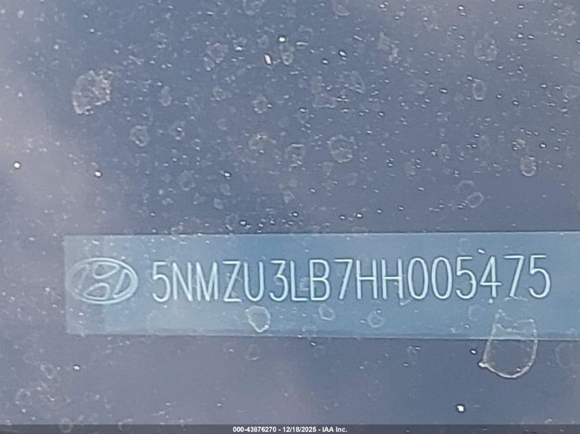 2017 Hyundai Santa Fe Sport 2.4L VIN: 5NMZU3LB7HH005475 Lot: 43876270