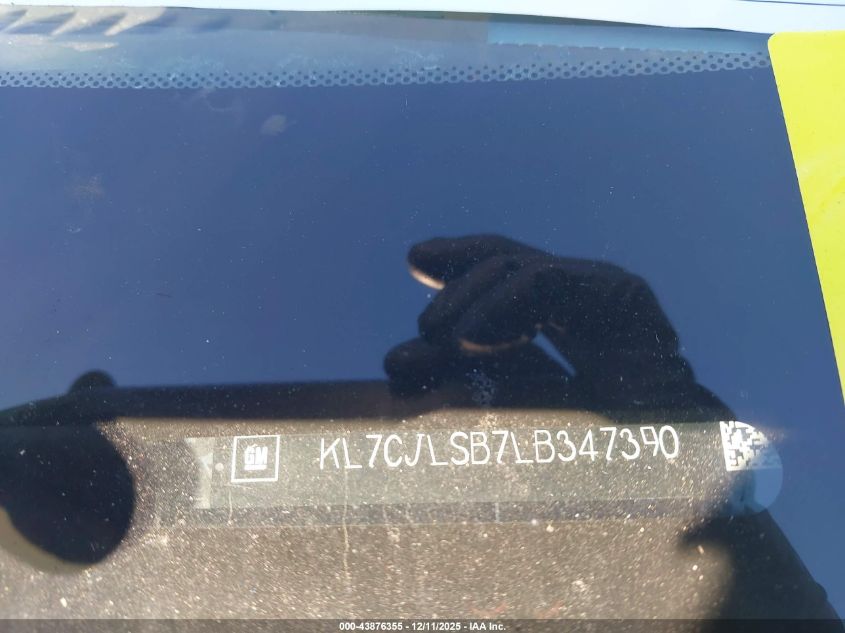 2020 Chevrolet Trax Fwd Lt VIN: KL7CJLSB7LB347390 Lot: 43876355