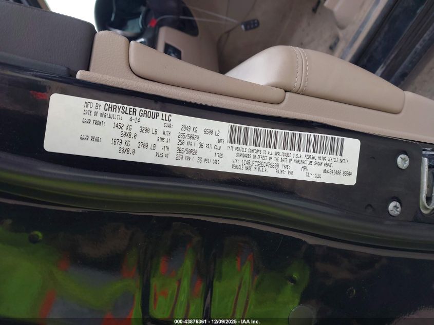 2014 Jeep Grand Cherokee Overland VIN: 1C4RJFCG2EC479608 Lot: 43876361