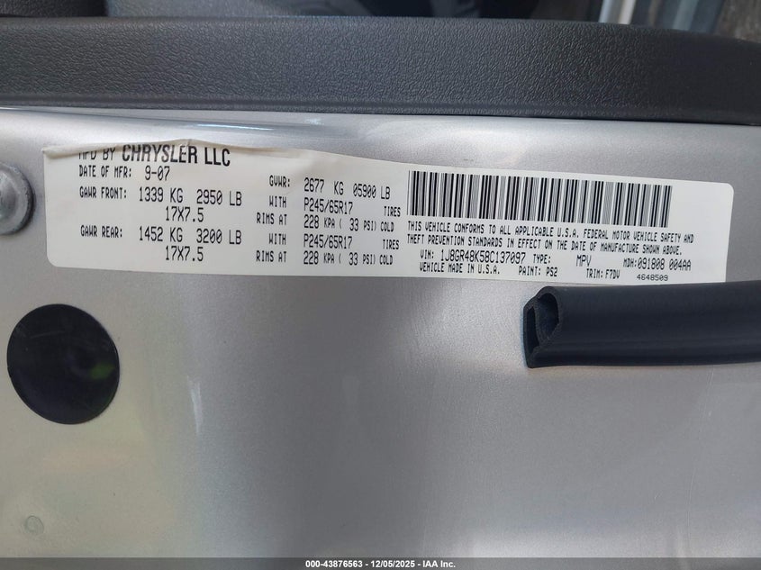 1J8GR48K58C137097 2008 JEEP GRAND CHEROKEE photo no. 9