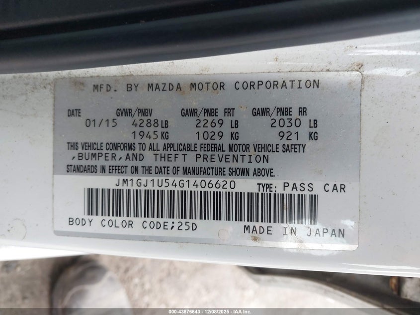 JM1GJ1U54G1406620 2016 MAZDA 6 photo no. 9