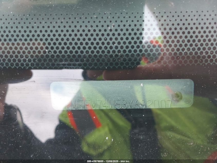 2003 Mercury Grand Marquis Gs VIN: 2MEFM74W53X692007 Lot: 43876889