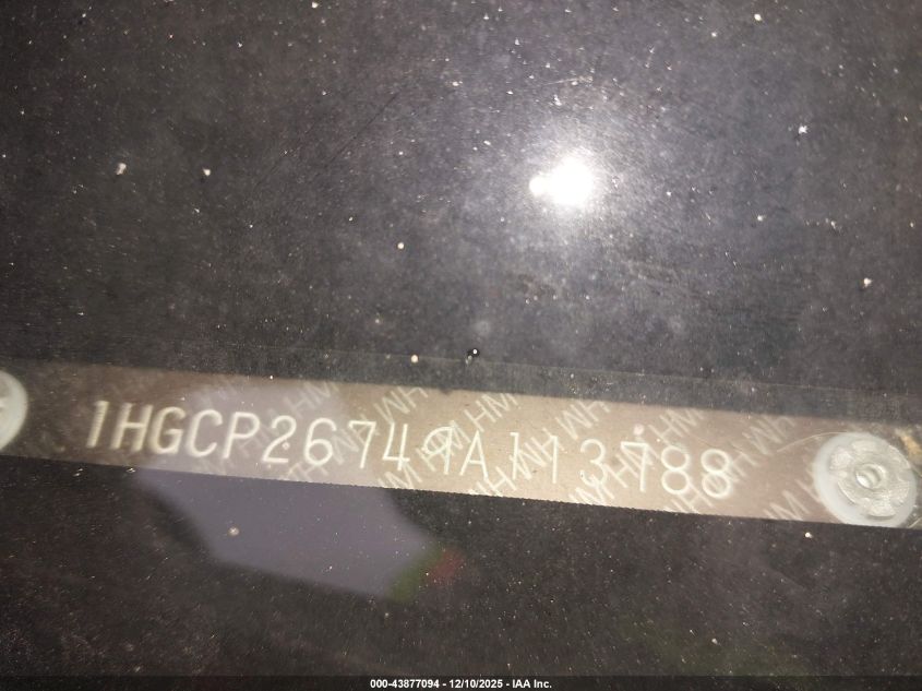 2009 Honda Accord 2.4 Ex VIN: 1HGCP26749A113788 Lot: 43877094