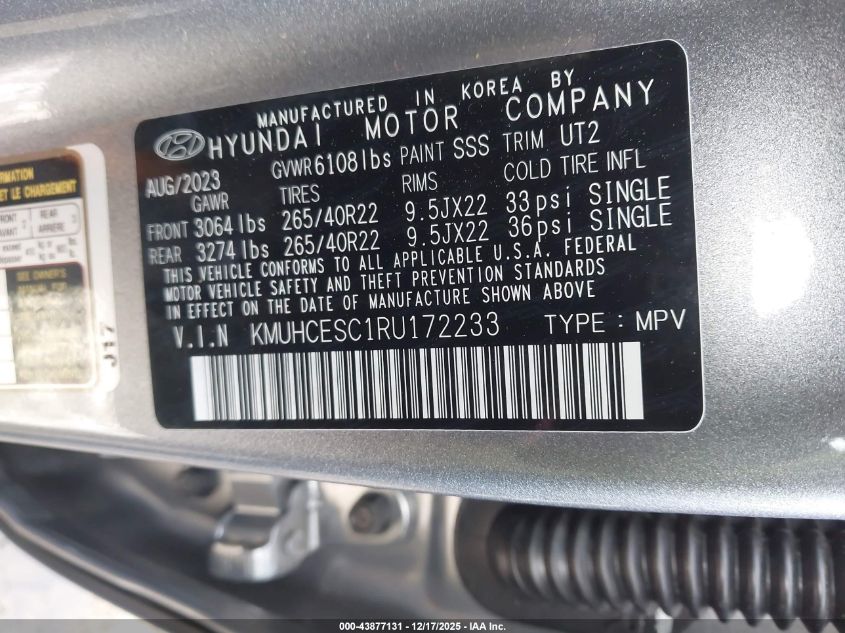 2024 Genesis Gv80 3.5T Awd VIN: KMUHCESC1RU172233 Lot: 43877131