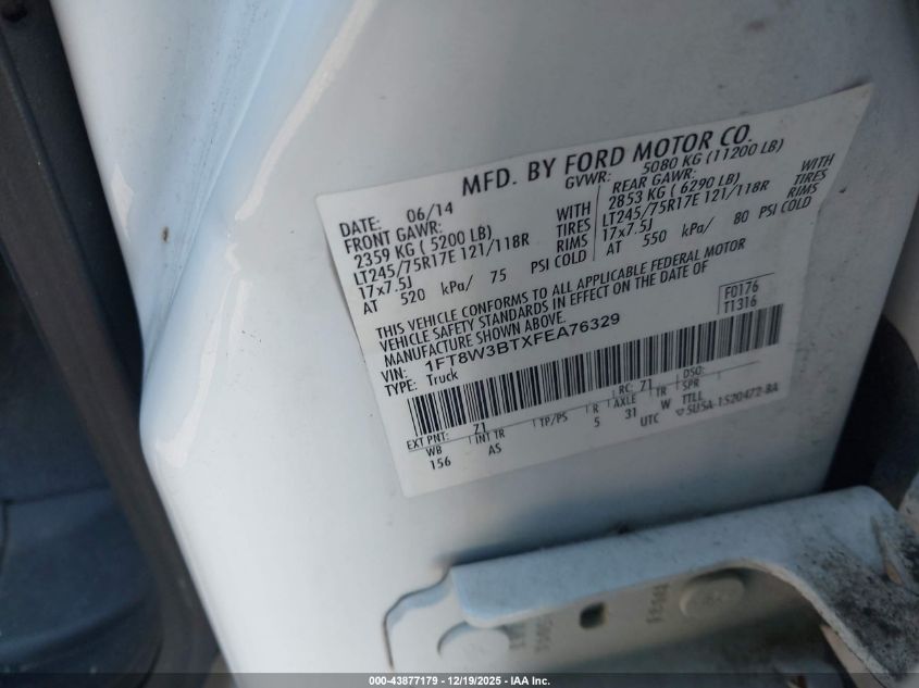 2015 Ford F-350 Xl VIN: 1FT8W3BTXFEA76329 Lot: 43877179