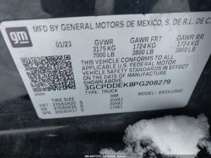 2023 Chevrolet Silverado 1500 4Wd Standard Bed Lt VIN: 3GCPDDEK8PG208279 Lot: 43877270