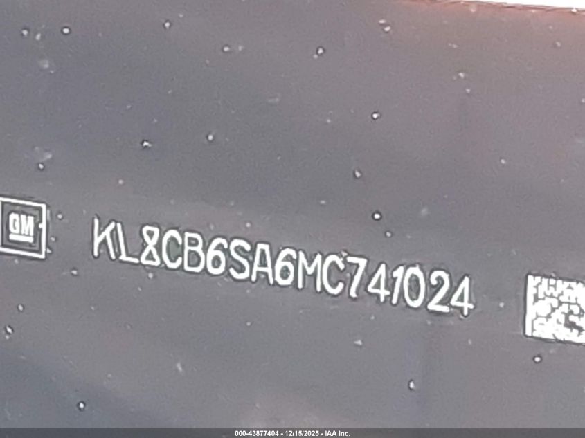 2021 Chevrolet Spark Fwd Ls Automatic VIN: KL8CB6SA6MC741024 Lot: 43877404