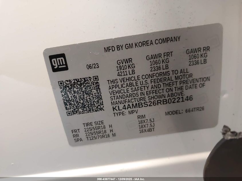 2024 Buick Encore Gx Preferred Fwd VIN: KL4AMBS26RB022146 Lot: 43877447