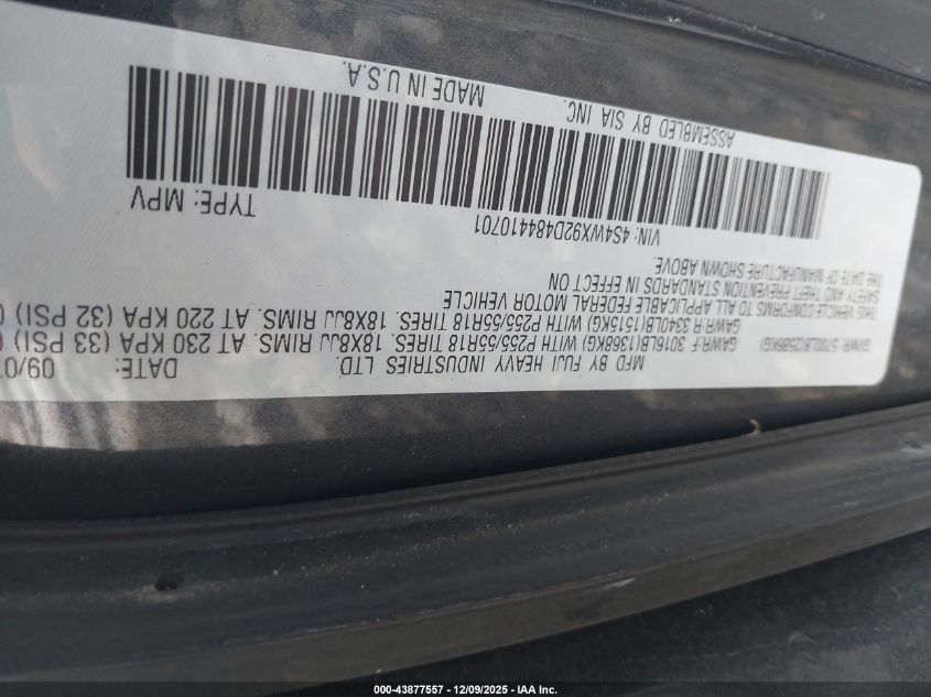 2008 Subaru Tribeca Limited 5-Passenger VIN: 4S4WX92D484410701 Lot: 43877557