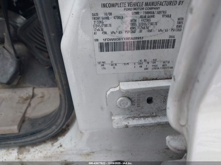 2009 Ford F-350 Chassis Lariat/Xl/Xlt VIN: 1FDWW36YX9EA05953 Lot: 43877622