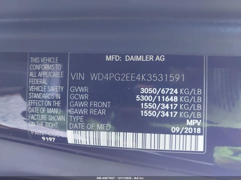 WD4PG2EE4K3531591 2019 MERCEDES-BENZ METRIS photo no. 9