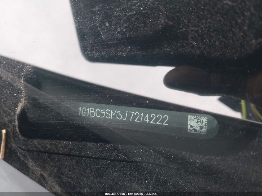 2018 Chevrolet Cruze Ls Auto VIN: 1G1BC5SM3J7214222 Lot: 43877866