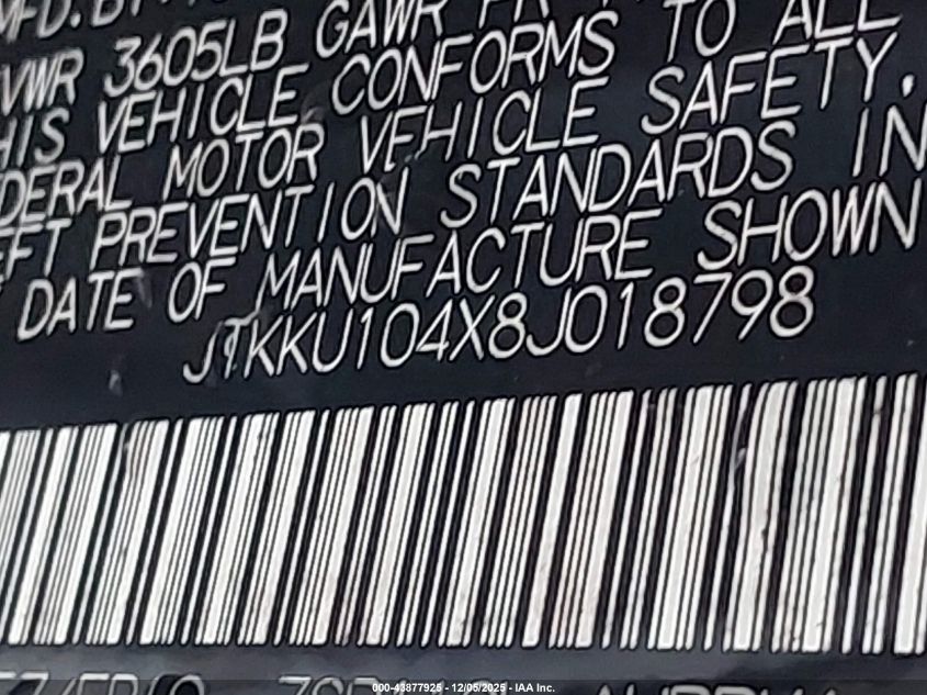 2008 Scion Xd VIN: JTKKU104X8J018798 Lot: 43877925