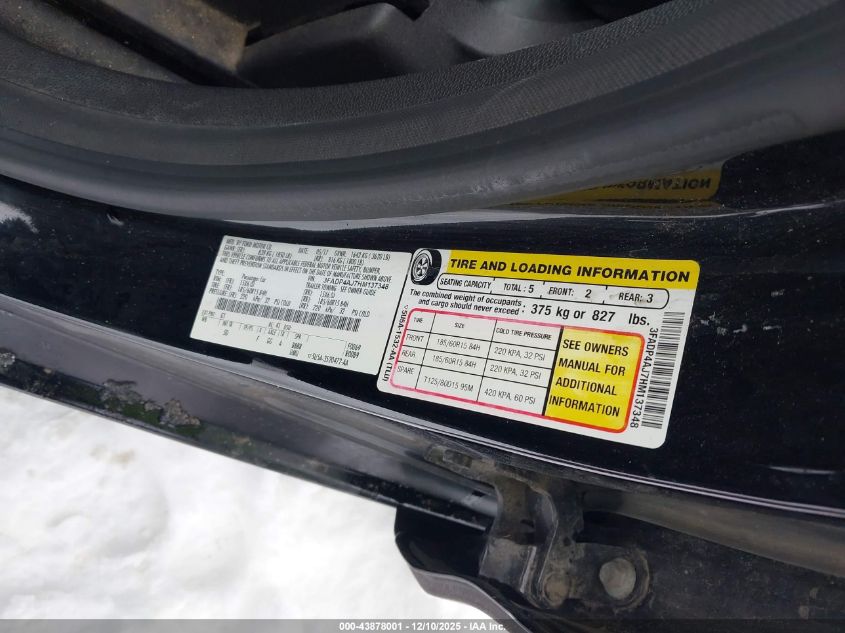 2017 Ford Fiesta S VIN: 3FADP4AJ7HM137348 Lot: 43878001