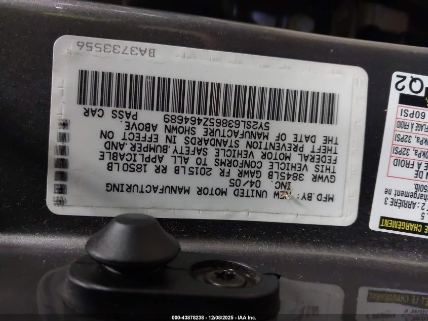 2005 Pontiac Vibe VIN: 5Y2SL63865Z464689 Lot: 43878238